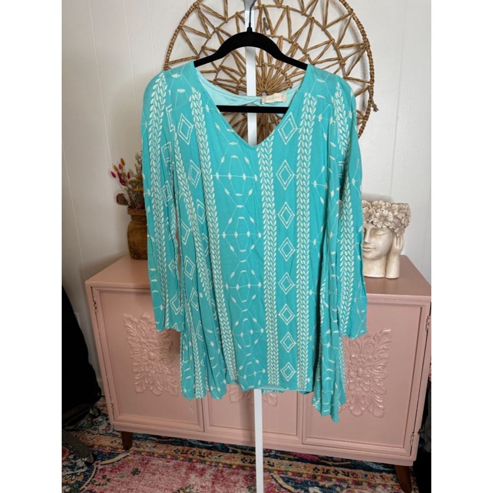 Women's Altar'd State Embroidered Dress - Size S - Turquoise